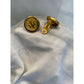 Vintage Gold Crest Button clip on Earrings-Heraldic Design, 1980's Statement jewerly