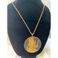 Large Vintage Egyptian Goddess Pendent Necklace-gold black medallion