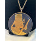 Large Vintage Egyptian Goddess Pendent Necklace-gold black medallion