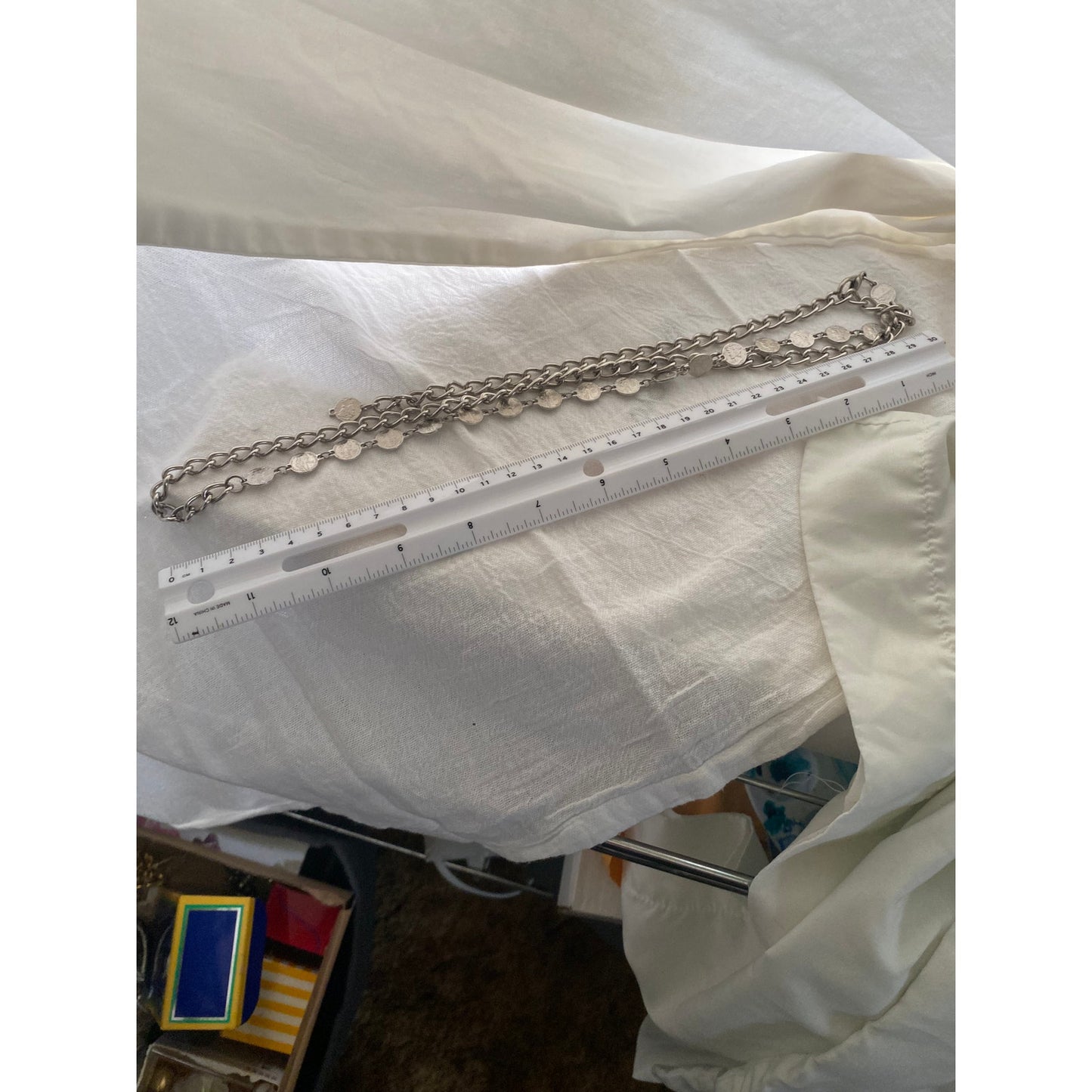 Vinatge Coin Medallion chain Necklace Silver tone curb link and embossed coin