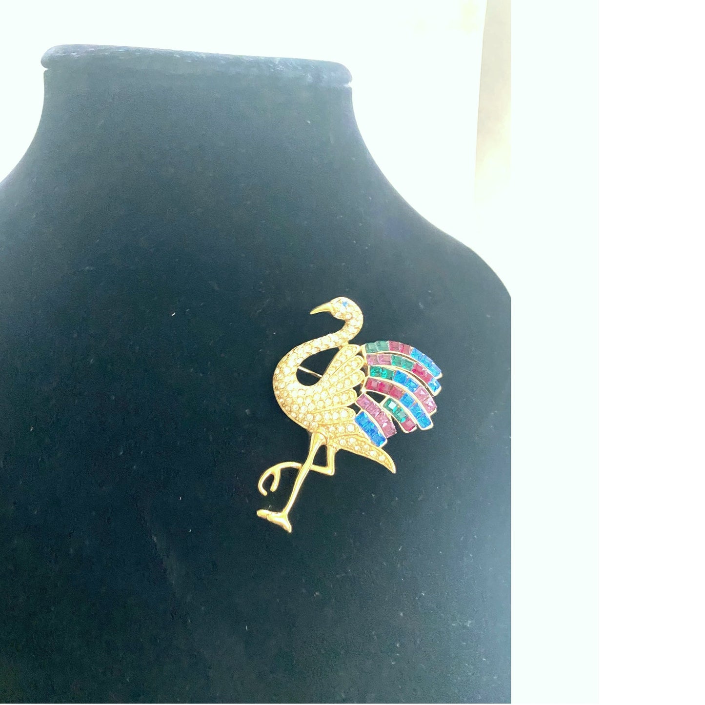 Vintage Gorgio Flamingo brooch, vintage Rhinestone pin