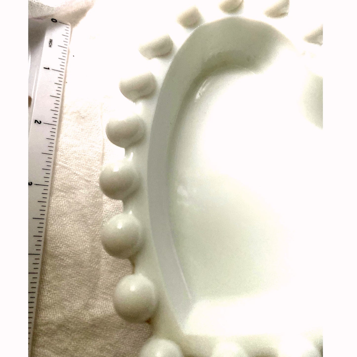 White Heart shaped Trinket Dish with Beaded Edge Ceramic ring holder Gift for person