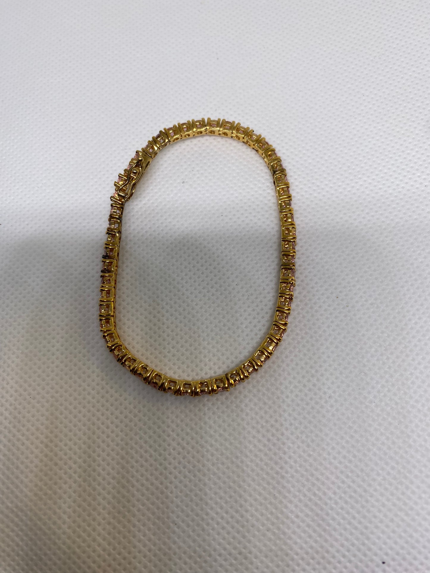 Joan Rivers Pink swarovski crystal Tennis bracelet women’s gold tone rhinestones