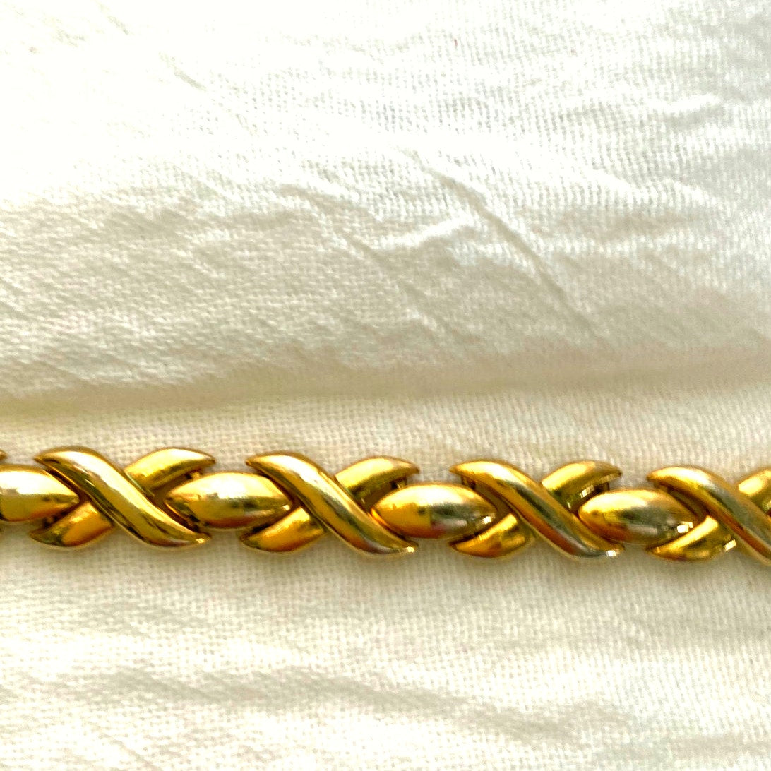 Vintage Style 24K gold Plated Woven Chain Bracelet Classic statement jewelry