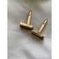 Vintage Yellow Gold-Plated Cuff links with red garnet inlay Classic mens Gift for him