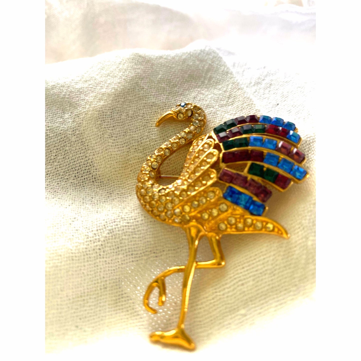 Vintage Gorgio Flamingo brooch, vintage Rhinestone pin