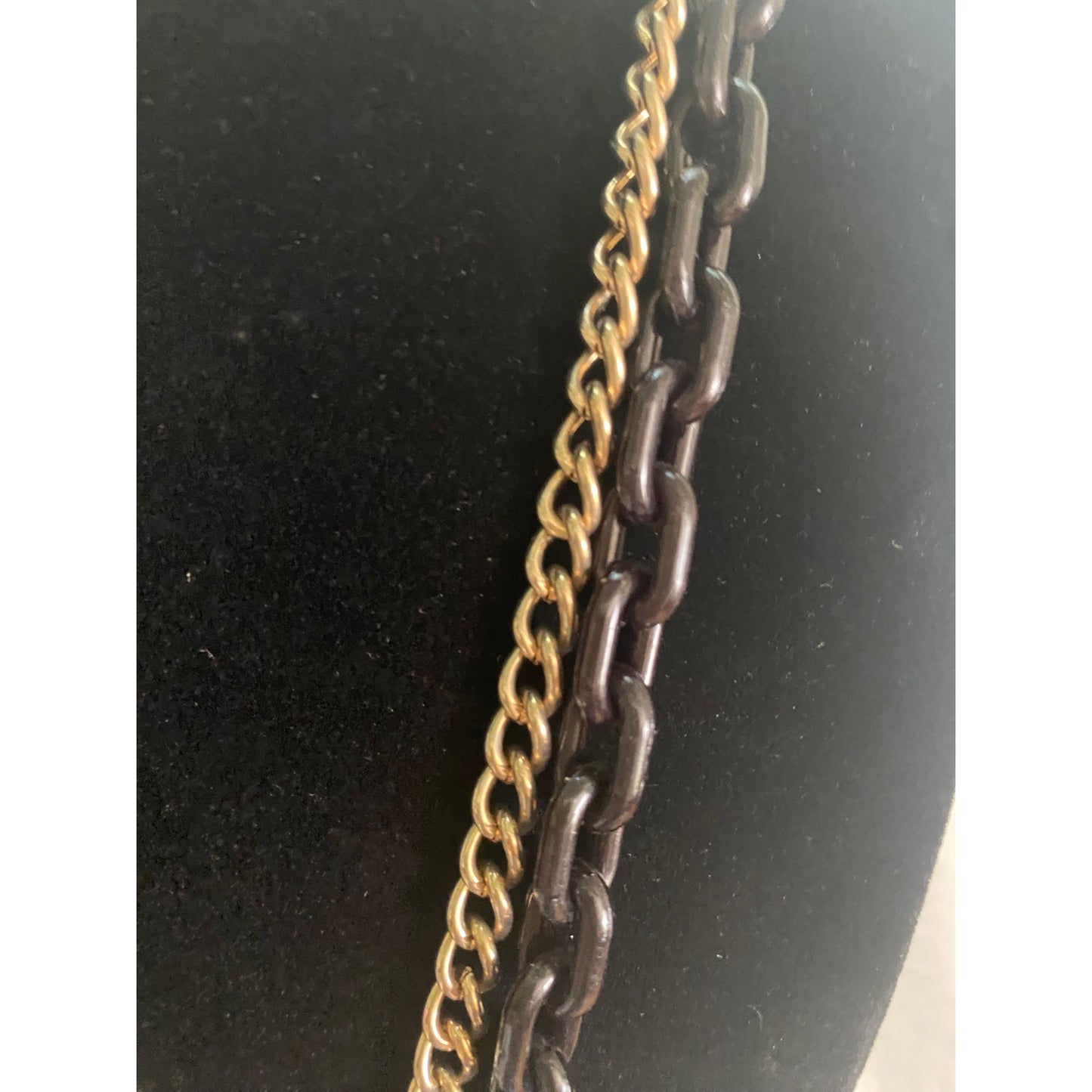 Chunky Black and Gold chain statement Necklace layered Vtg style Punk chocker