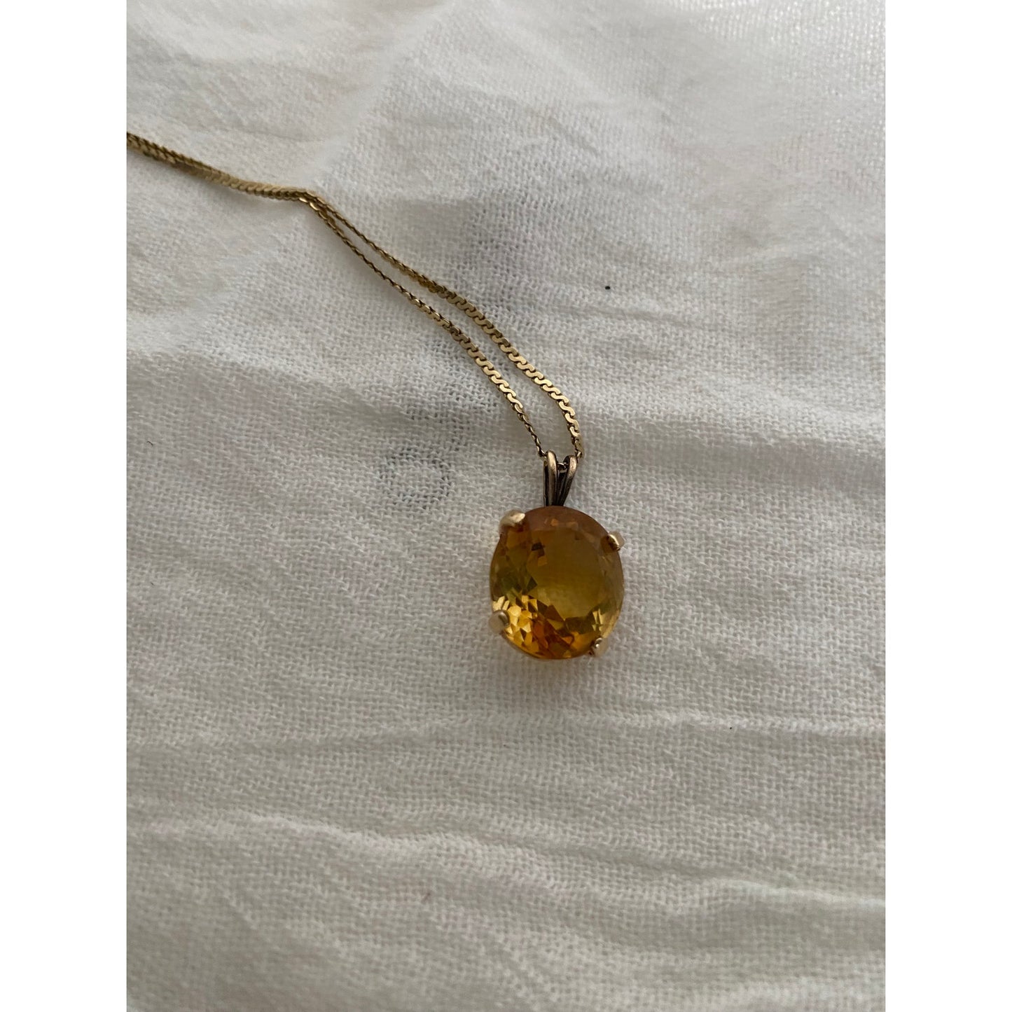 Gold Citrine Pendent Necklace November Birthstone Jewerly gift