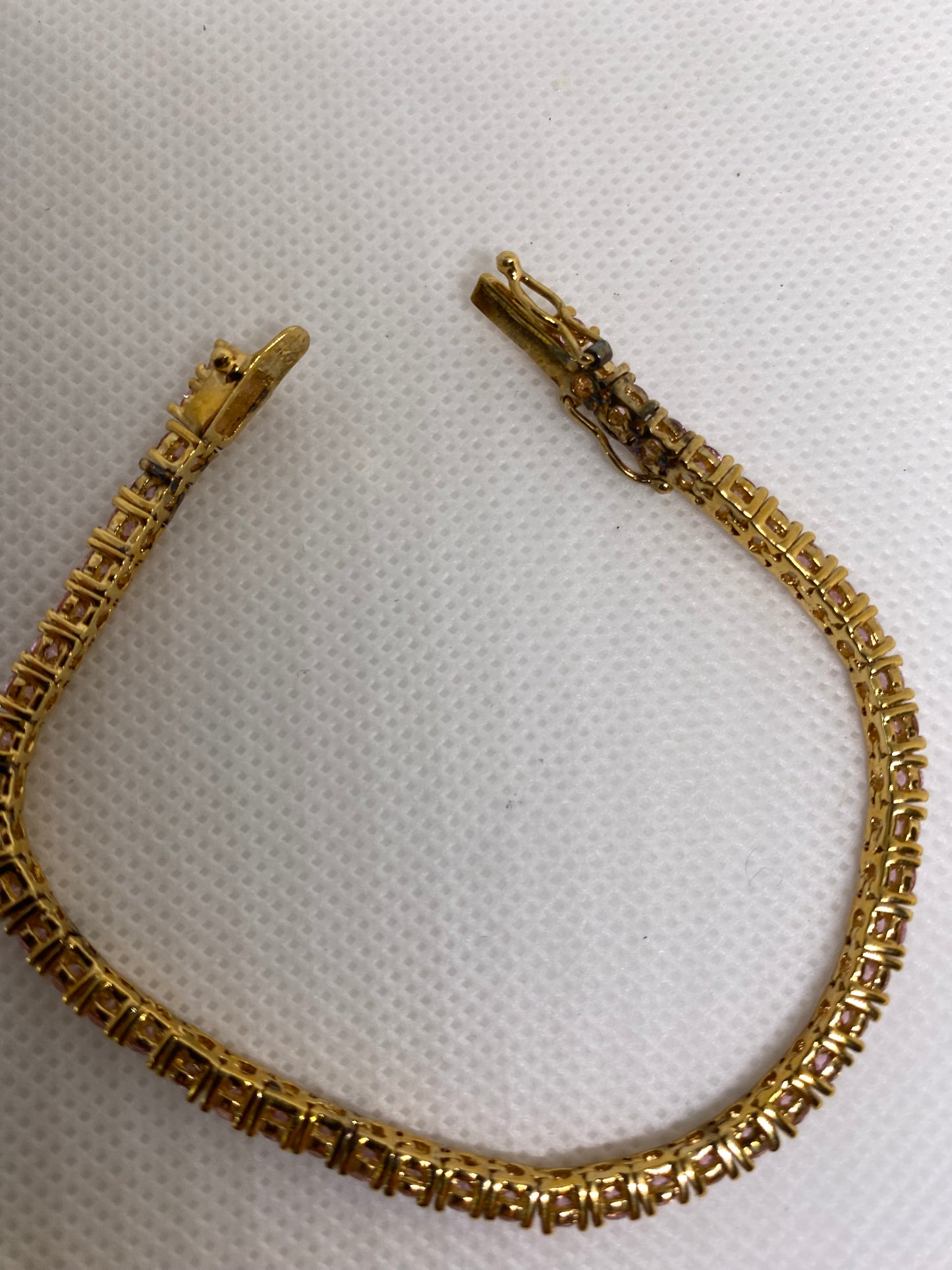 Joan Rivers Pink swarovski crystal Tennis bracelet women’s gold tone rhinestones