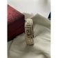 Vintage Greek key bangle Bracelet Cream enamel and silver tones midcentury retro