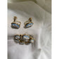 Vintage Long craft Cameo Brooch and earrings clip on