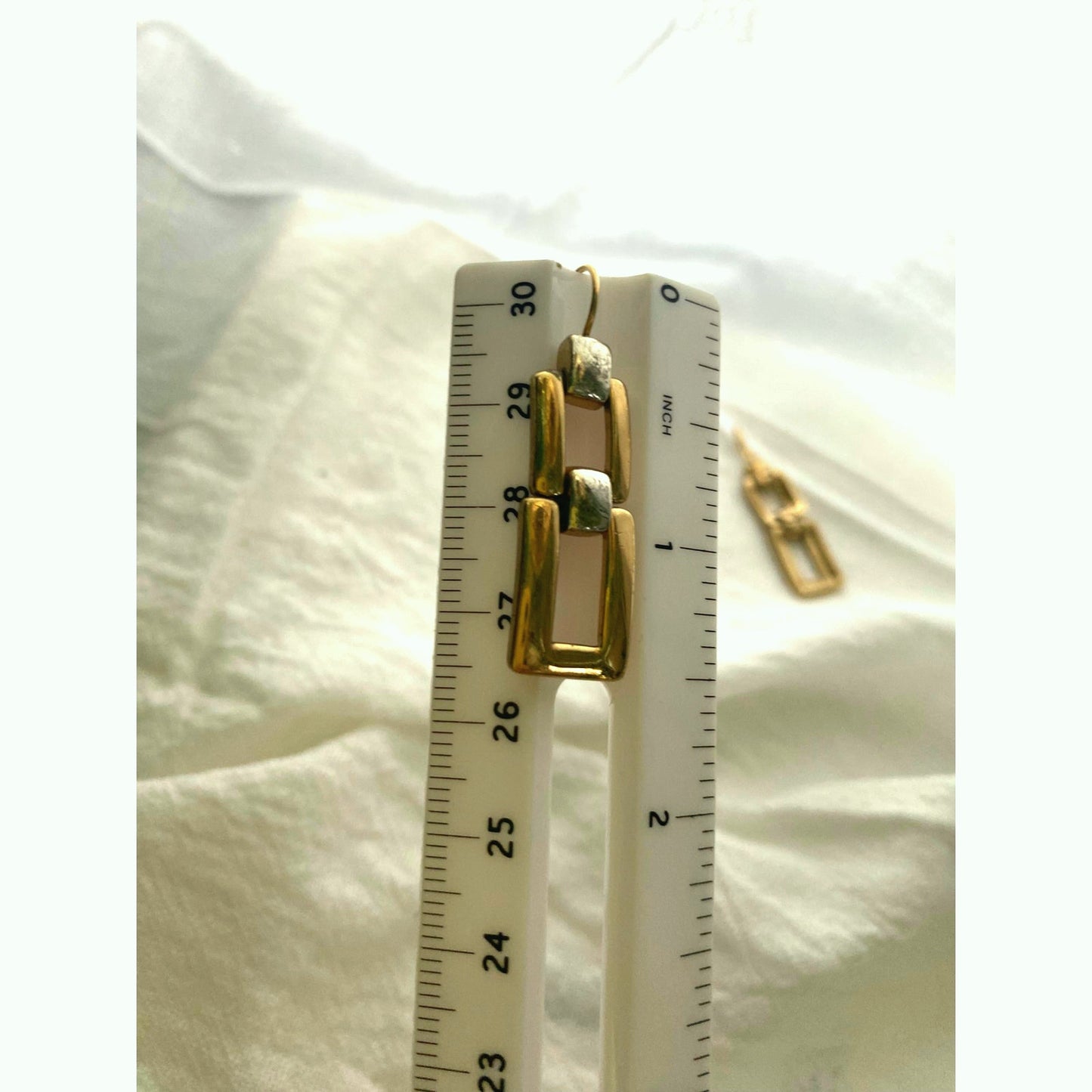 Modern geometric Gold Rectangle link earrings/Dainty dangle drop jewelry gift