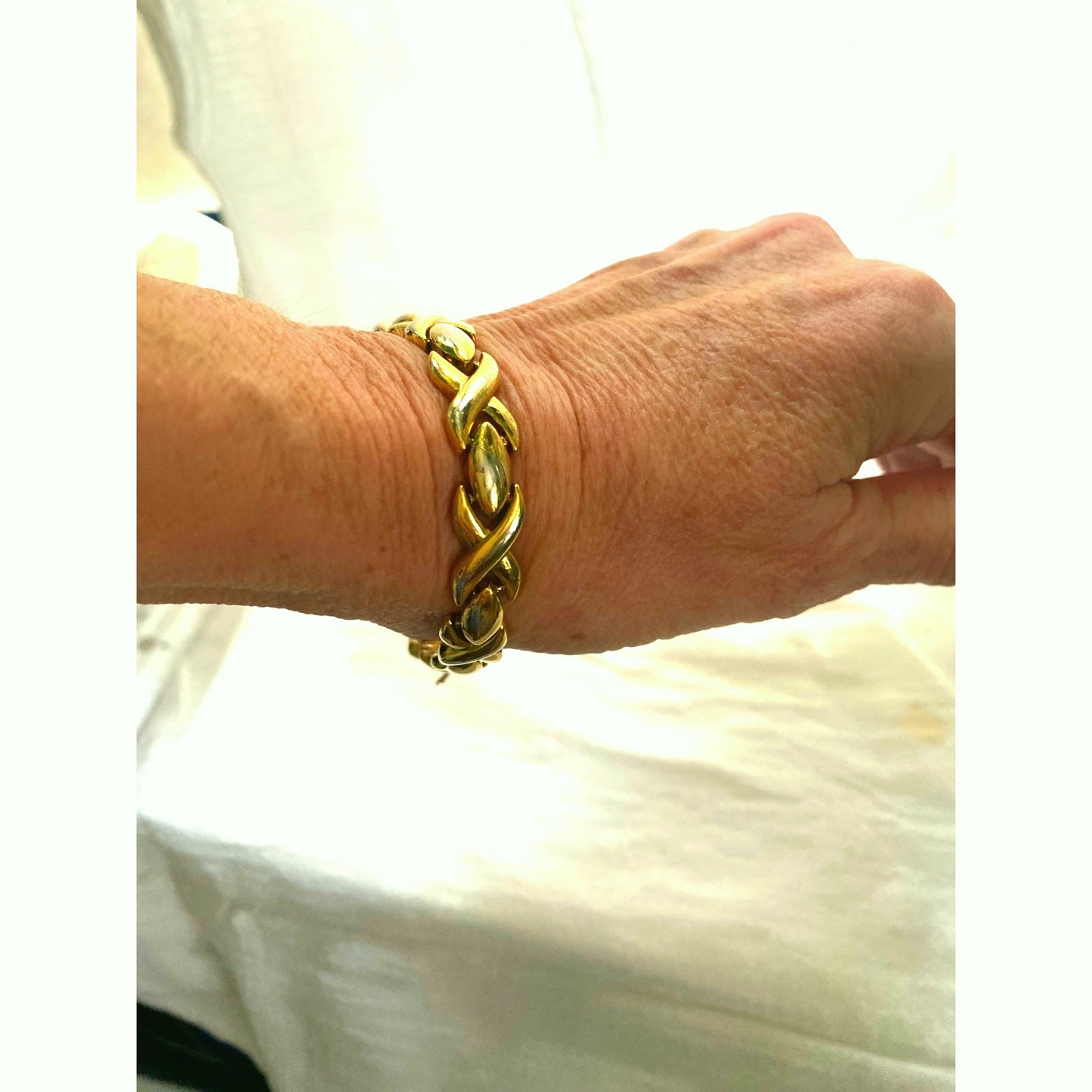 Vintage Style 24K gold Plated Woven Chain Bracelet Classic statement jewelry