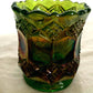 Vintage Imperial Helios Green Carnival Glass Three in one Pattern Iridescent Glass