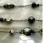 Vintage Layered Silverstone Beaded Necklace Multi strand Retro 80 elegant