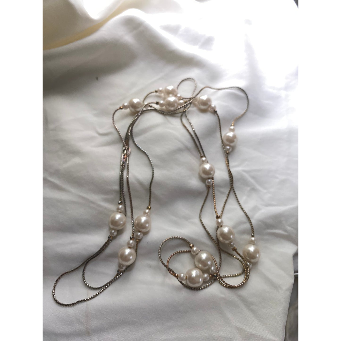 Vinatge gold and Crystal Bead Necklace 24-inch-long chain,Faceted beads elegant