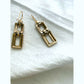 Modern geometric Gold Rectangle link earrings/Dainty dangle drop jewelry gift