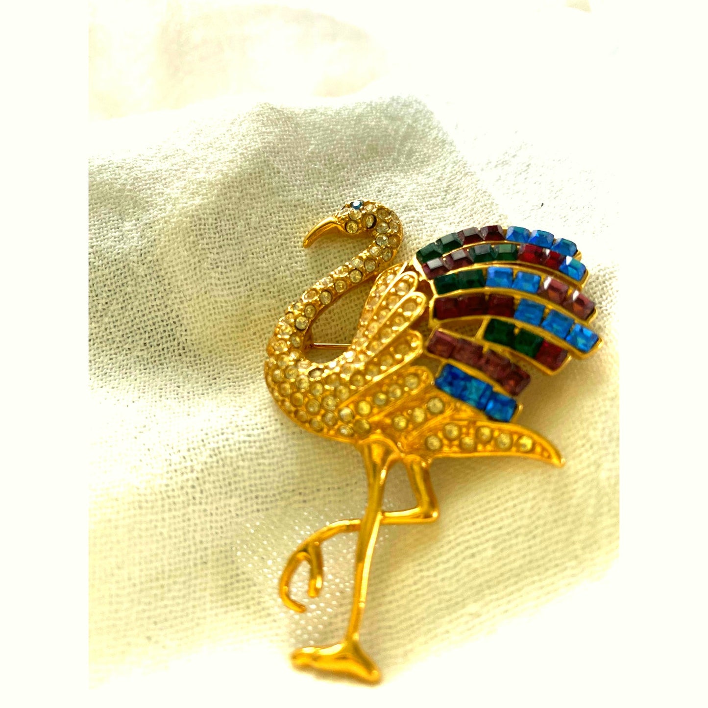 Vintage Gorgio Flamingo brooch, vintage Rhinestone pin