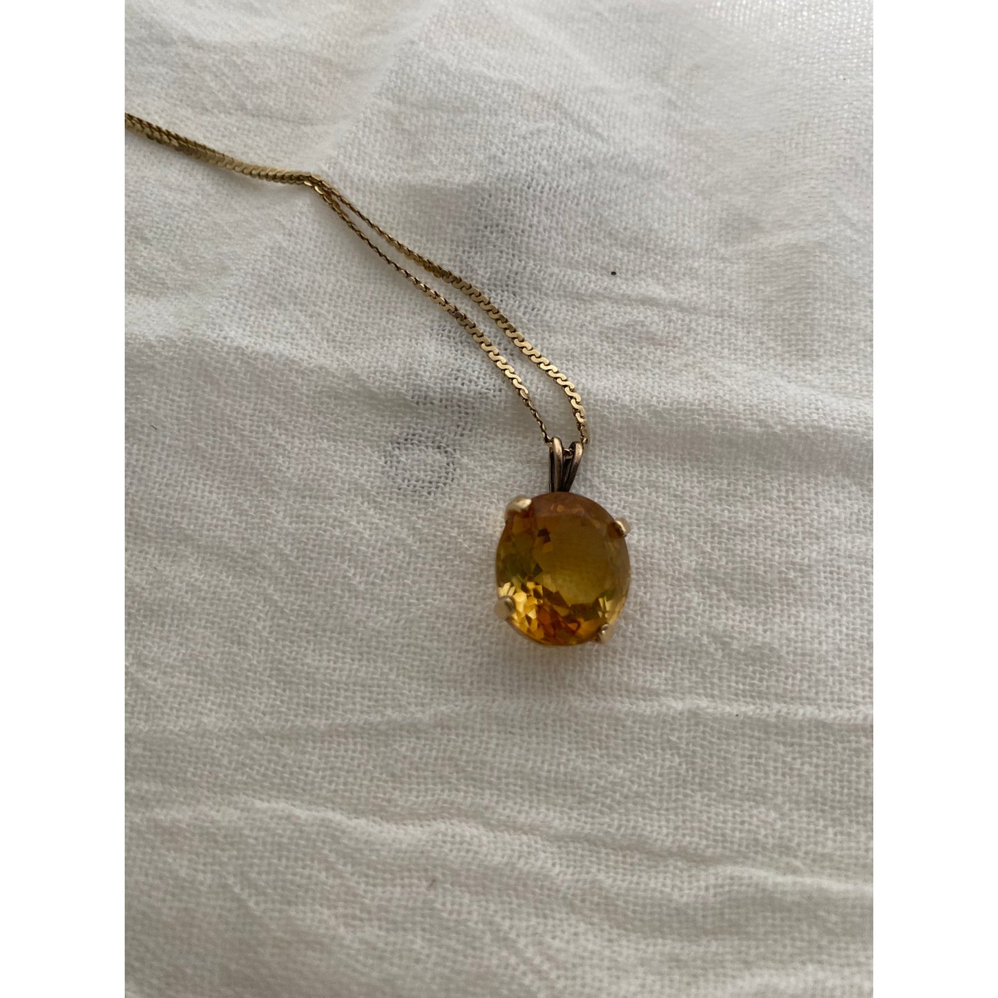 Gold Citrine Pendent Necklace November Birthstone Jewerly gift