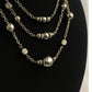 Vintage Layered Silverstone Beaded Necklace Multi strand Retro 80 elegant