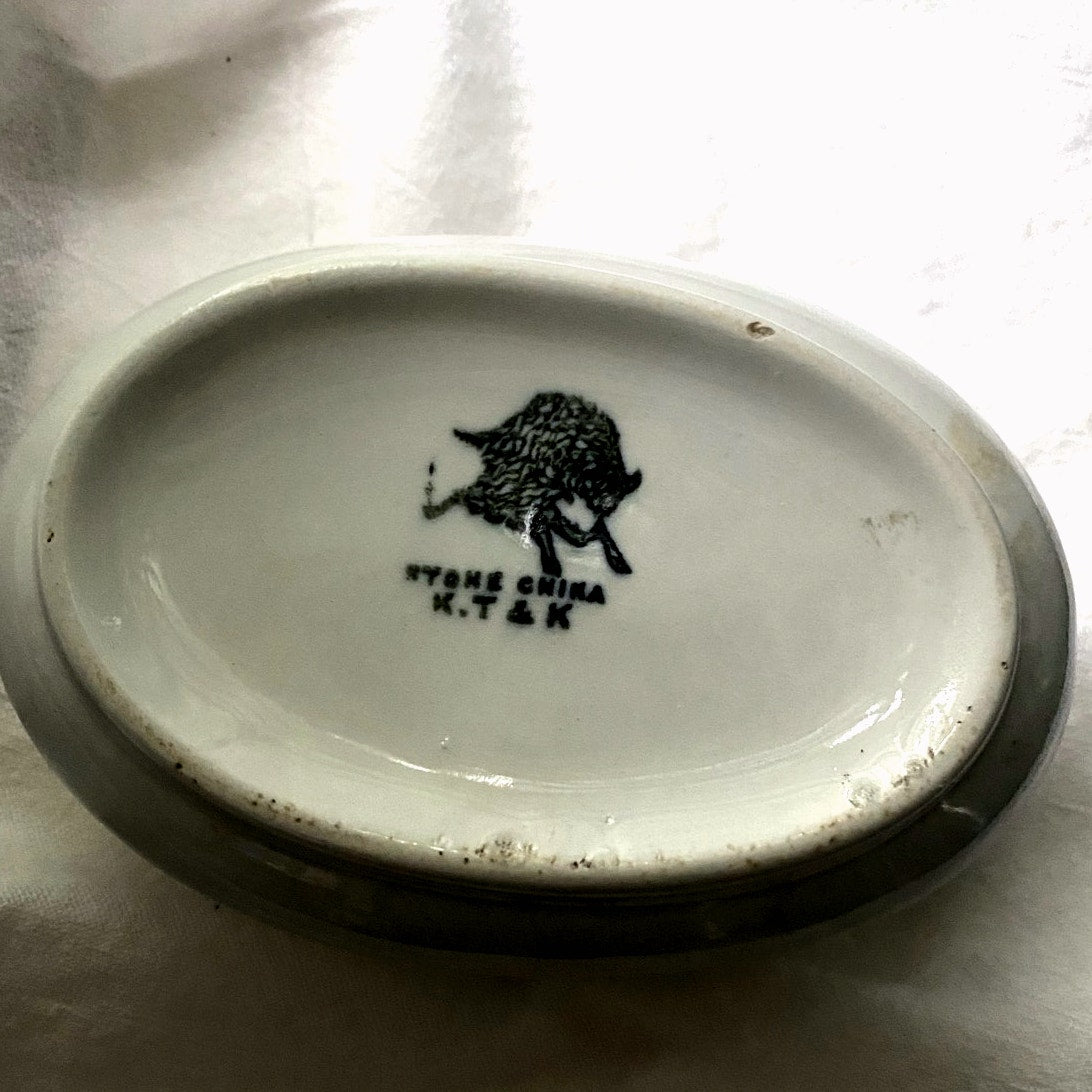Antique K T K Stone China Boar Mark Knowles Taylor trinket box antique