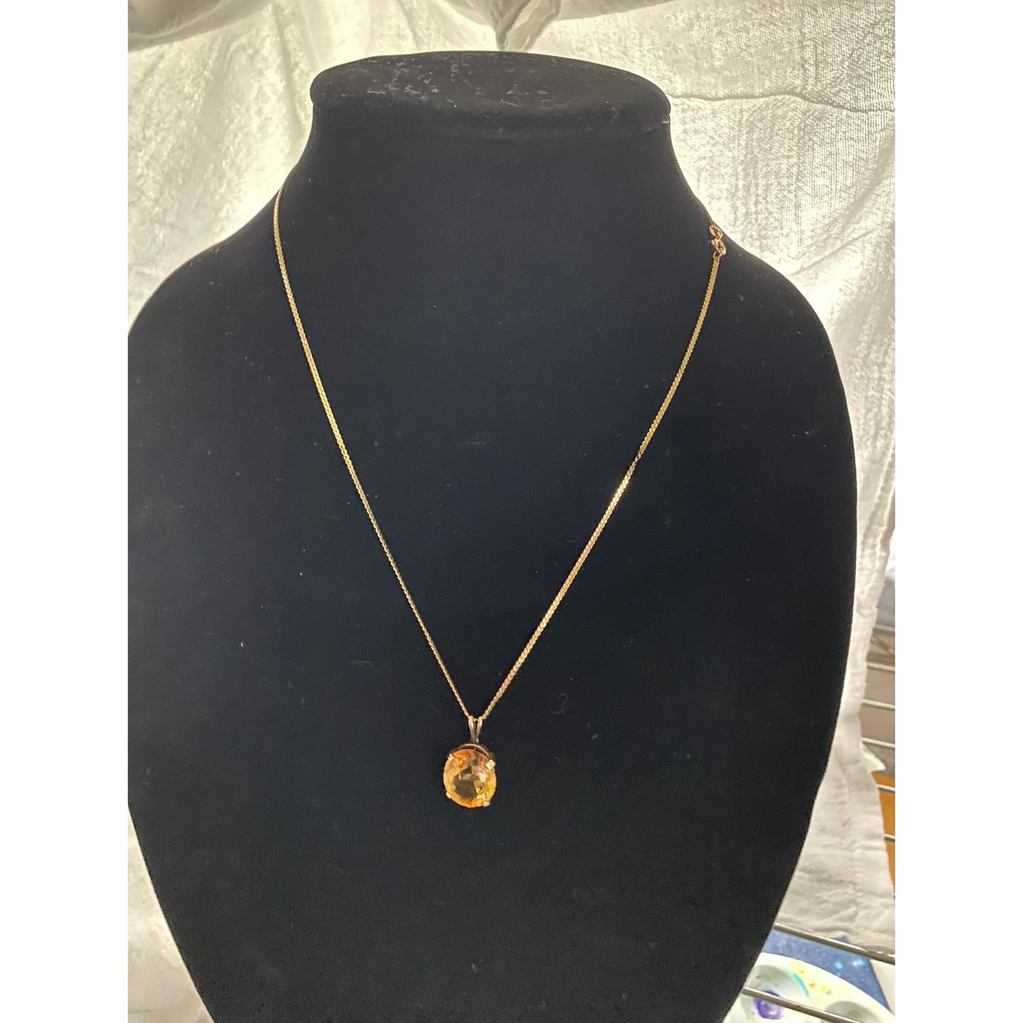 Gold Citrine Pendent Necklace November Birthstone Jewerly gift