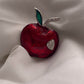 Vintage Red Enamel Apple Forbidden Fruit Rhinestone brooch pin teacher