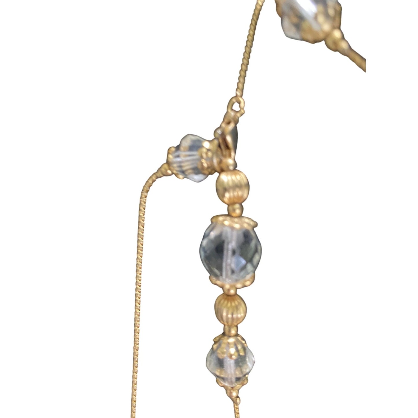 Vintage Gold and Crystal Beaded Necklace 47' long adjustable