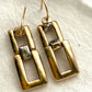 Modern geometric Gold Rectangle link earrings/Dainty dangle drop jewelry gift