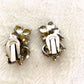 VTG Floral rhinestone clip on Earrings elegant 1950 Silver tone costume jewelry