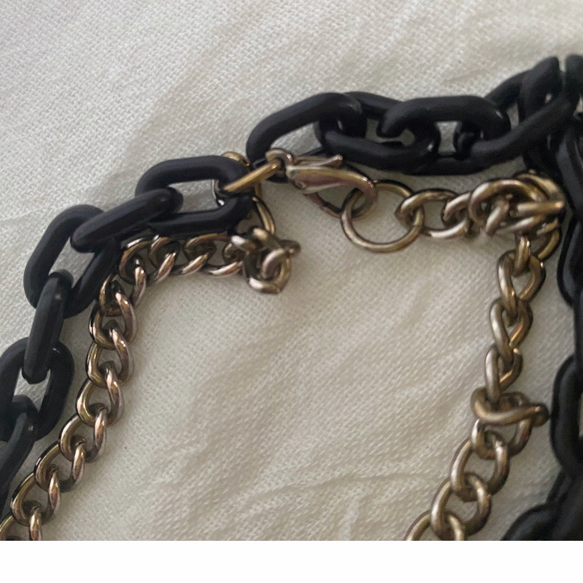 Chunky Black and Gold chain statement Necklace layered Vtg style Punk chocker