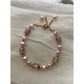Vintage style pearl and crystal beaded bracelet gold accents adjustable chain, elegant gift for her.