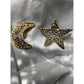 Vintage 1980s Rhinestone star and moon earring clip on