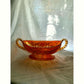 Aber Carnival Glass Candy dish Double handed footed bowl Starburst Pattern